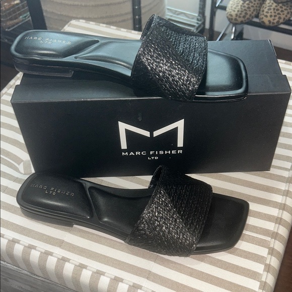 Marc Fisher Black Woven Slide Sandal - Picture 6 of 10